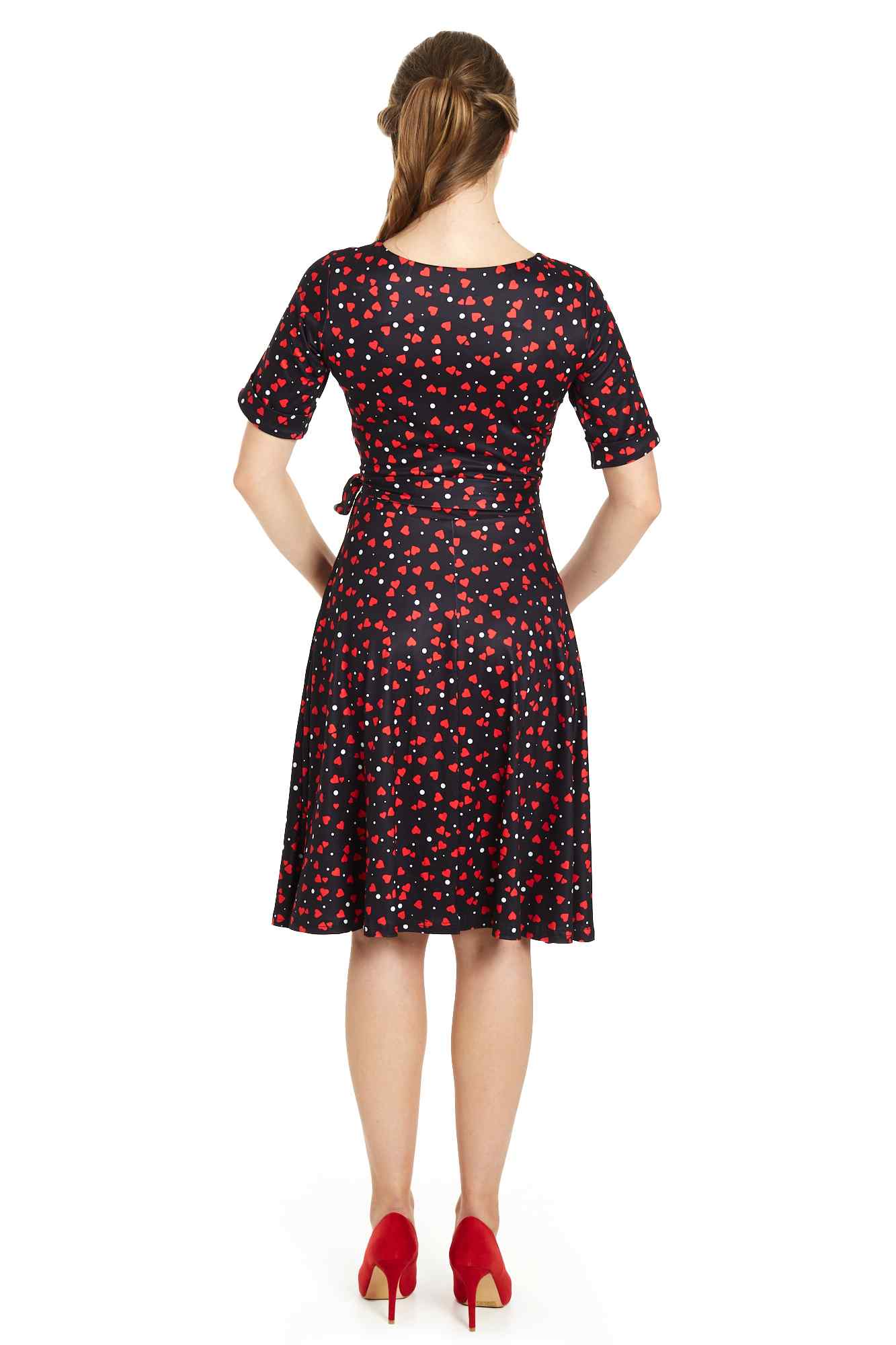 Matilda Black Heart Print Wrap Dress