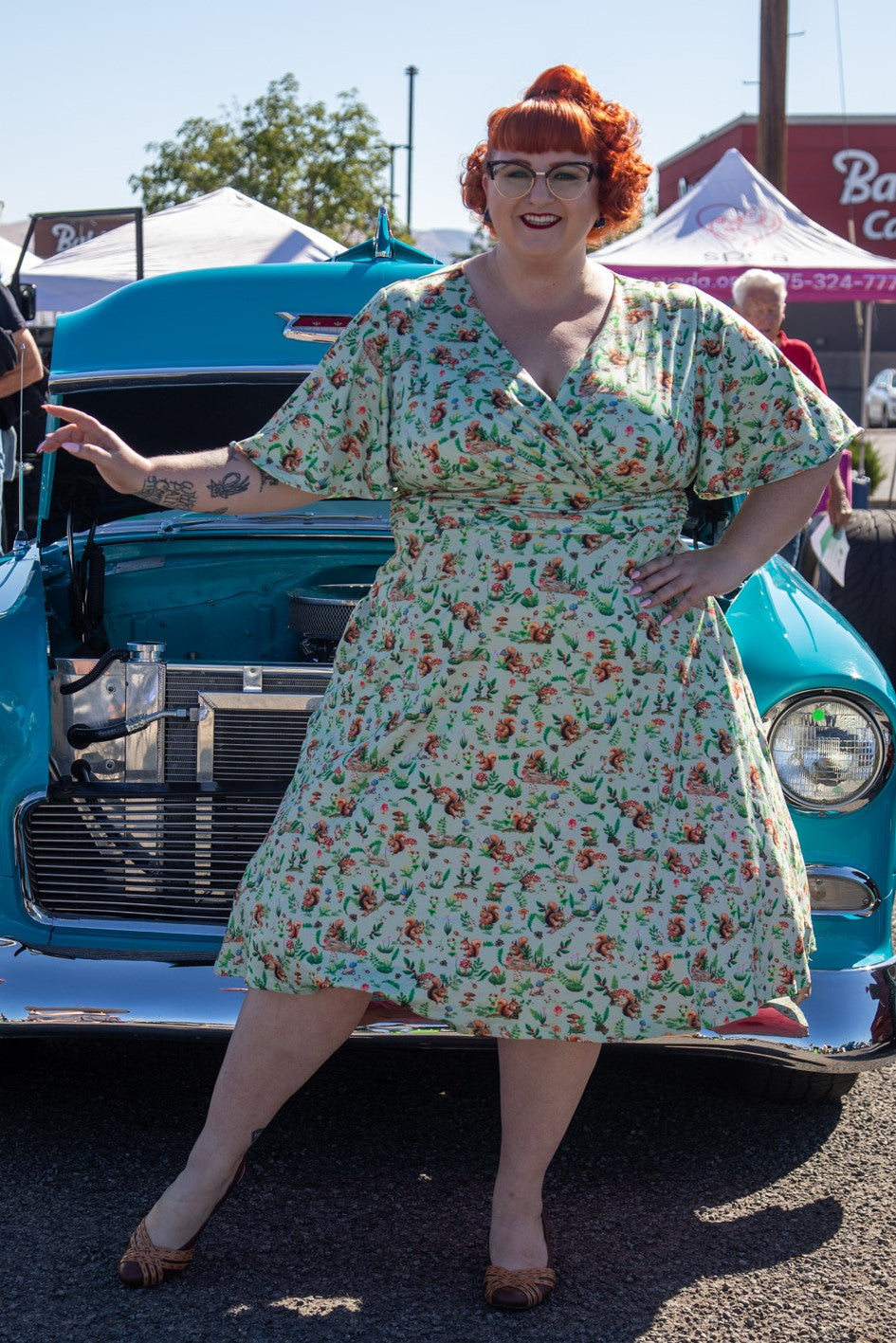 Donna Green Squirrel Woodland Tea Dress