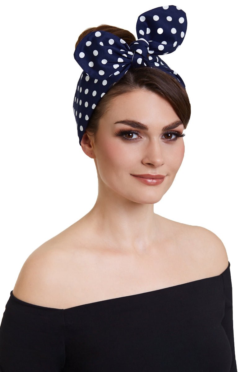 Nautical Headband in Blue & White Polka Dots