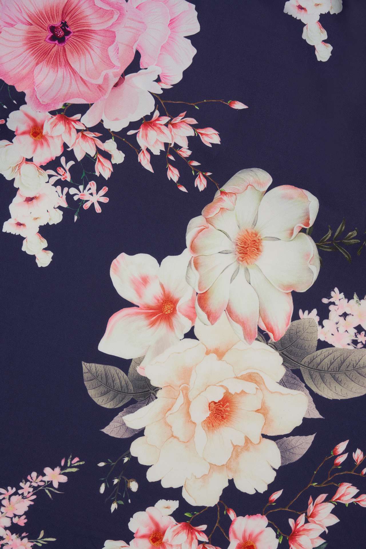 Janice Navy Floral Petal Sleeve Tea Dress