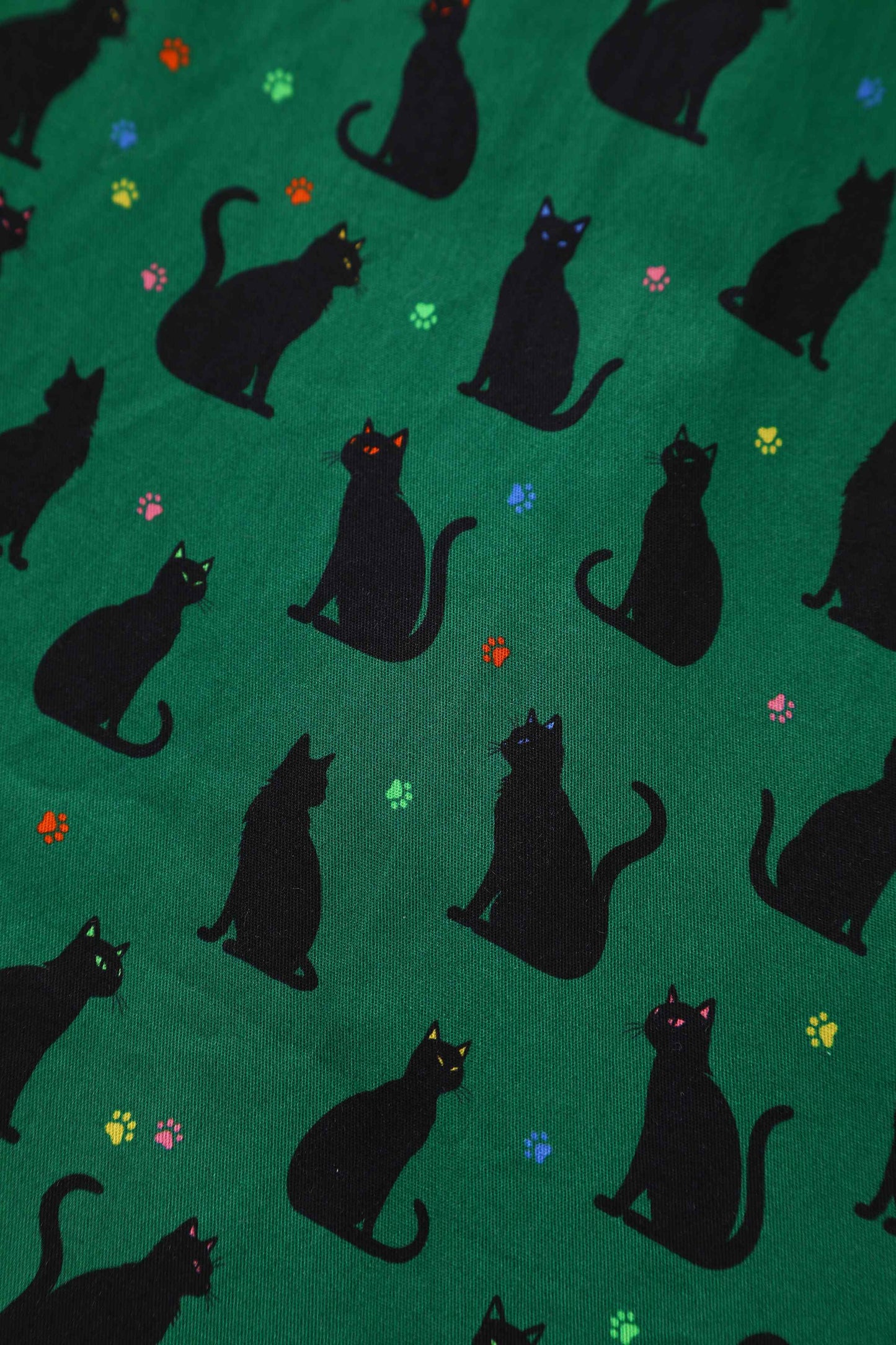 Mabel Black Cat Midi Shirt Dress In Green