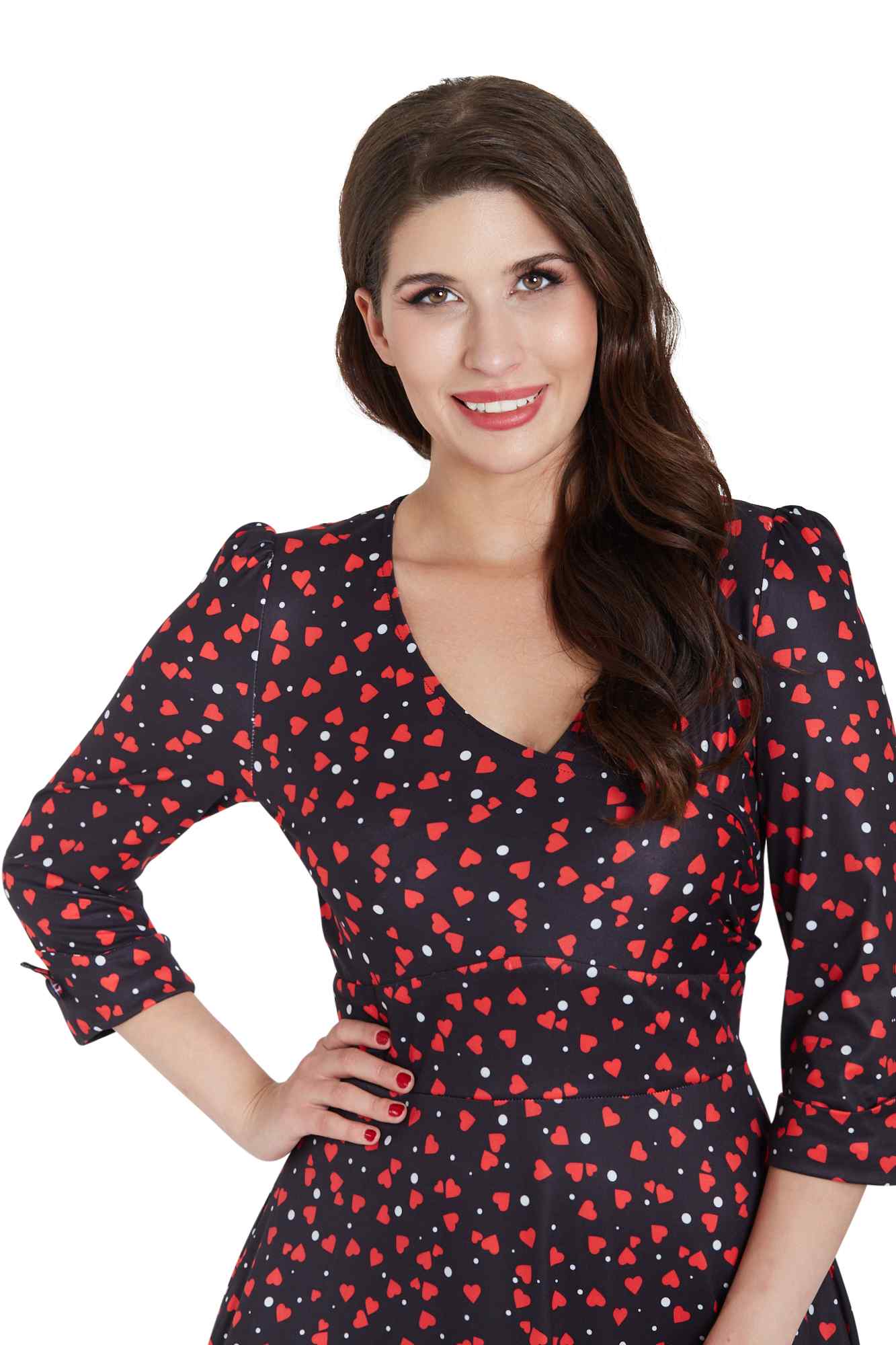 Katherine Black Heart Long Sleeved Dress