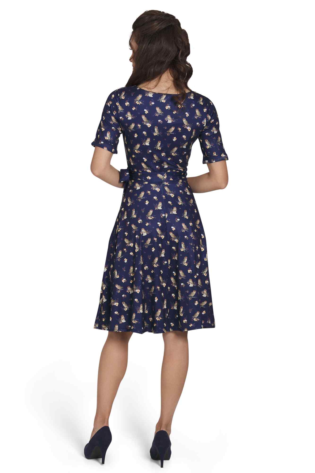 Matilda Oxford Blue Owl Wrap Dress