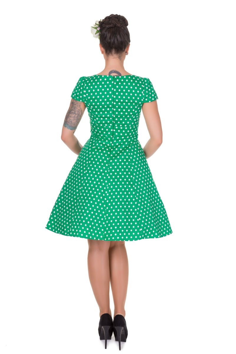 Claudia Green Polka Dot Swing Dress