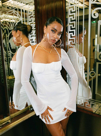 Dyer Sheer Sleeve Mini Dress White Low Impact