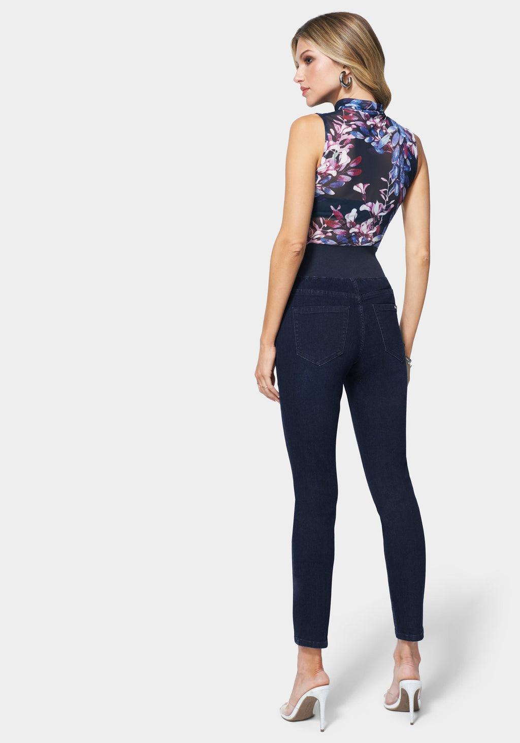 Zip Front Elastic Skinny Jean