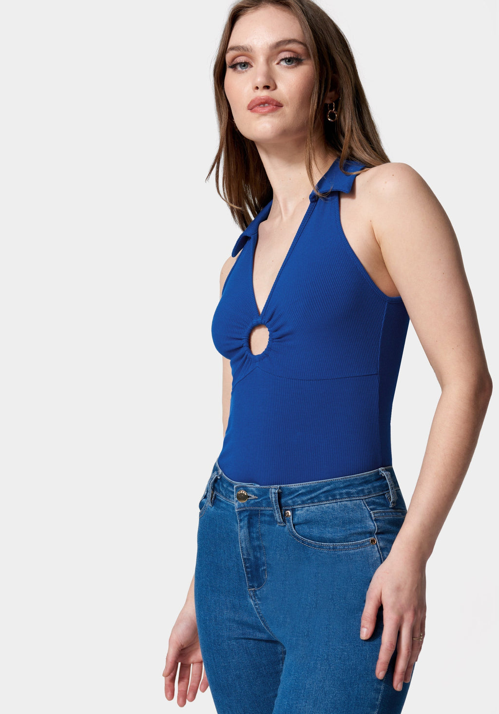 Cold Shoulder Ring Detail Knit Top