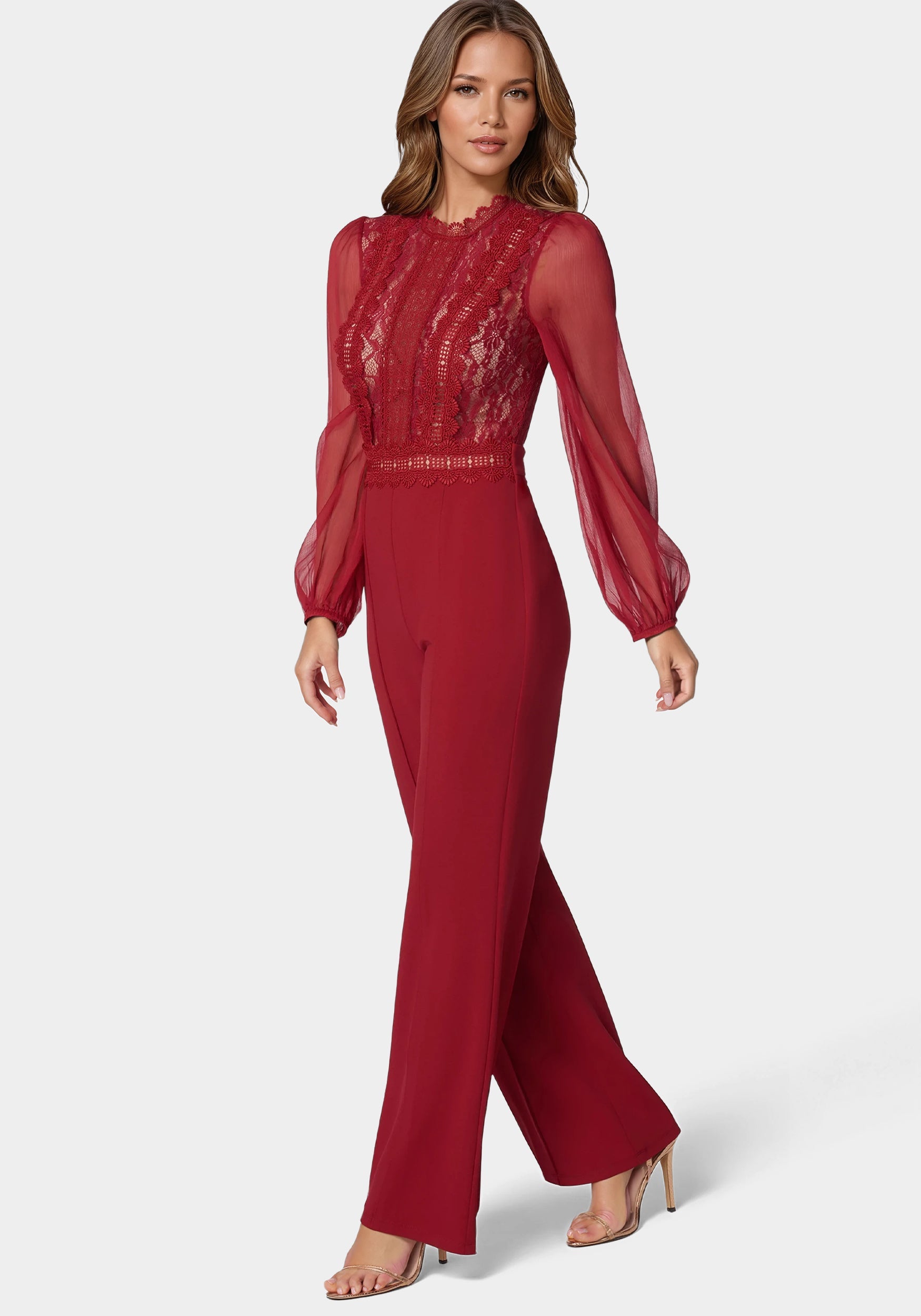 Lace Top Straight Leg Jumpsuit
