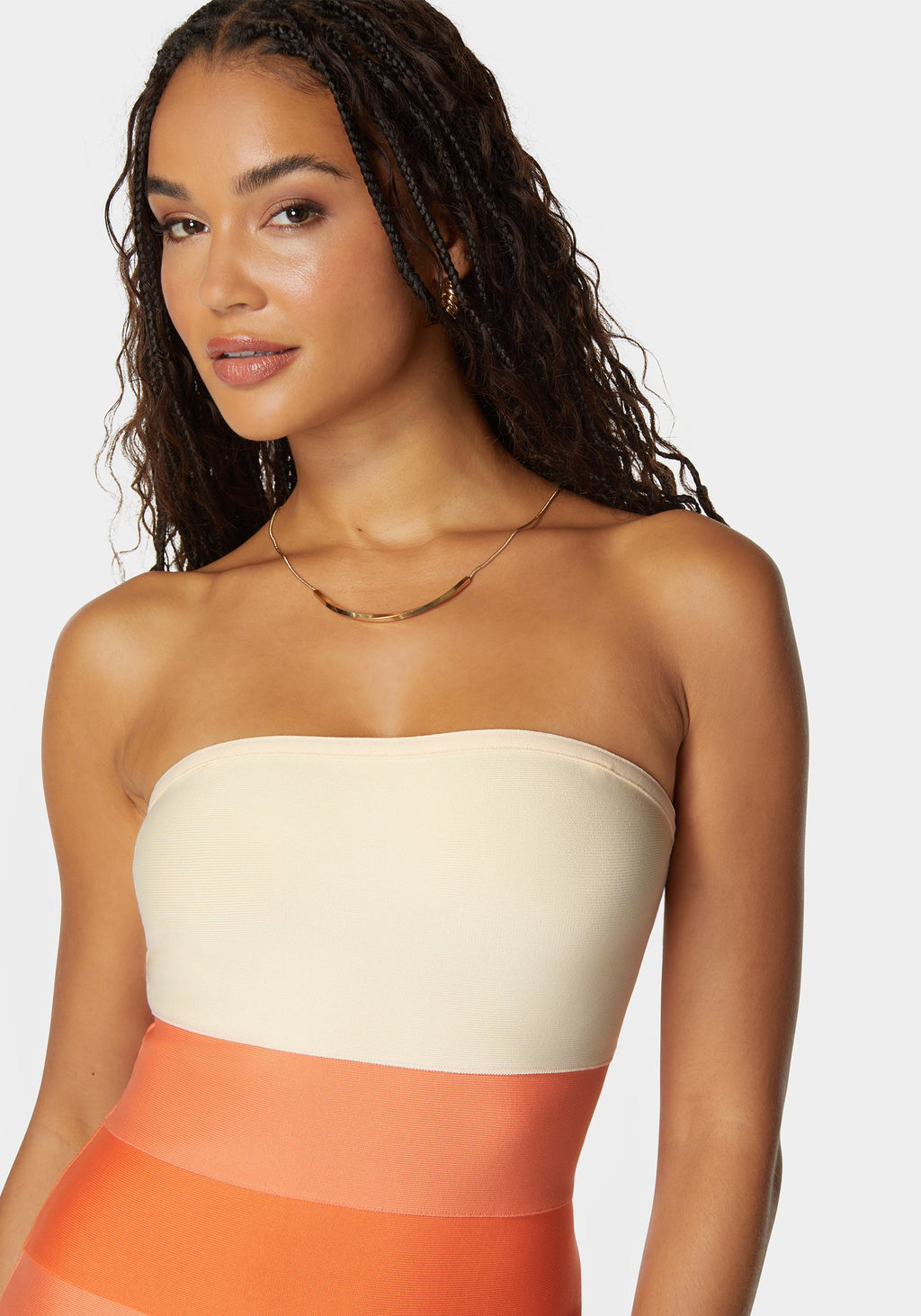 Strapless Colorblock Bandage Midi