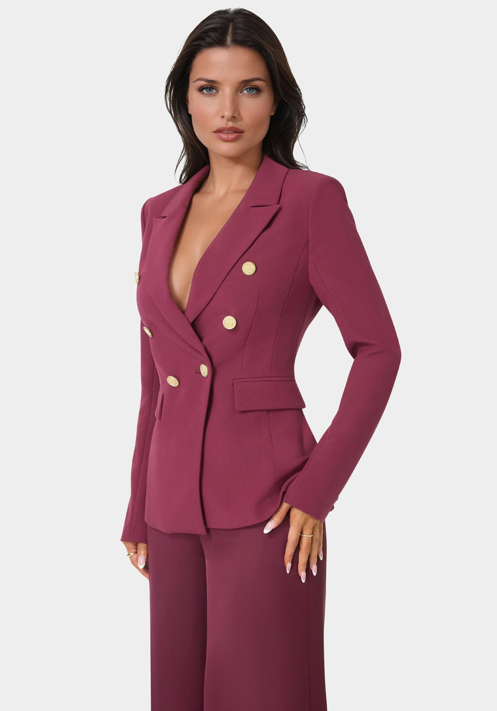 Double Breast Tailored Woven Twill Blazer