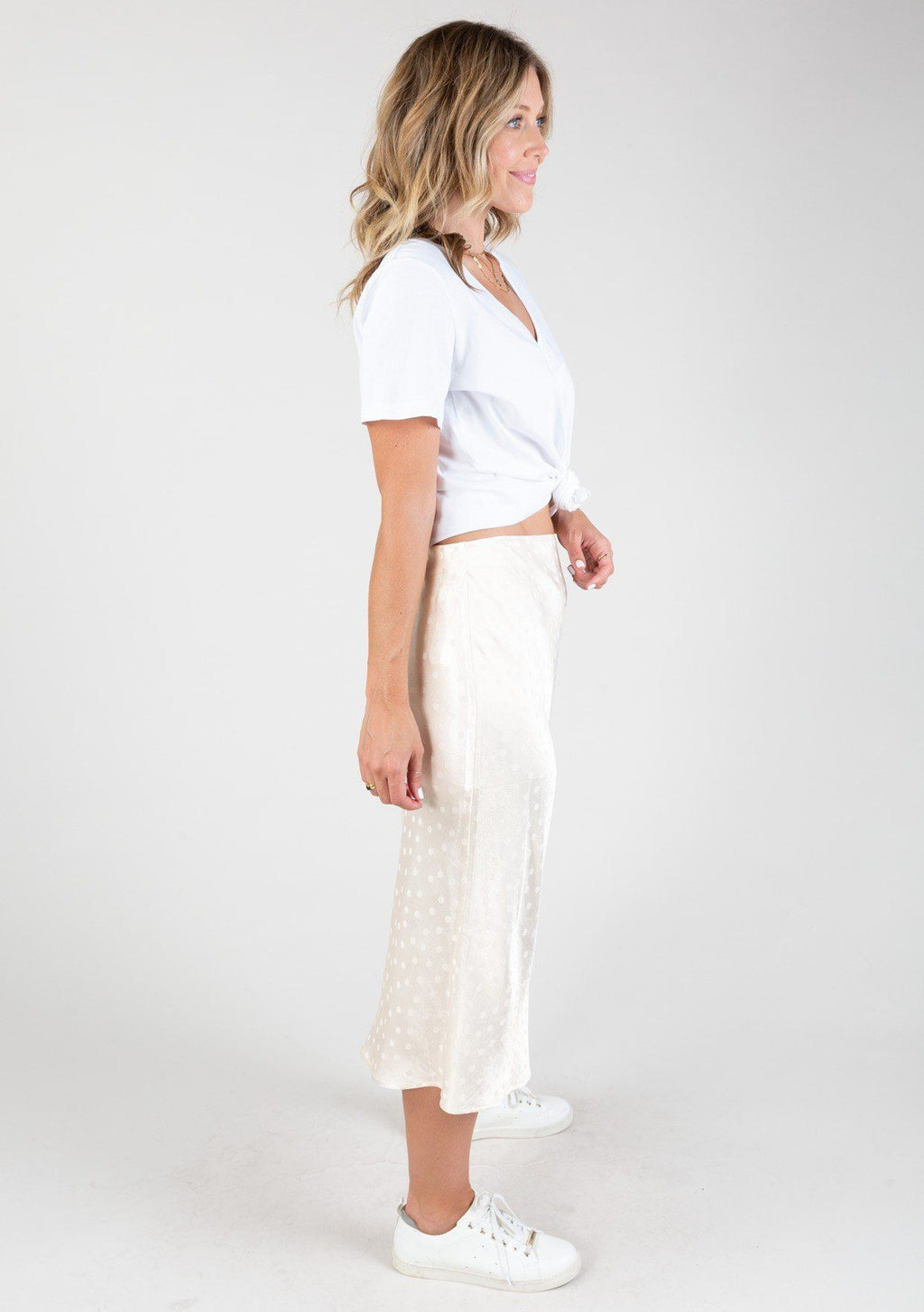 Dot Jacquard Midi Skirt
