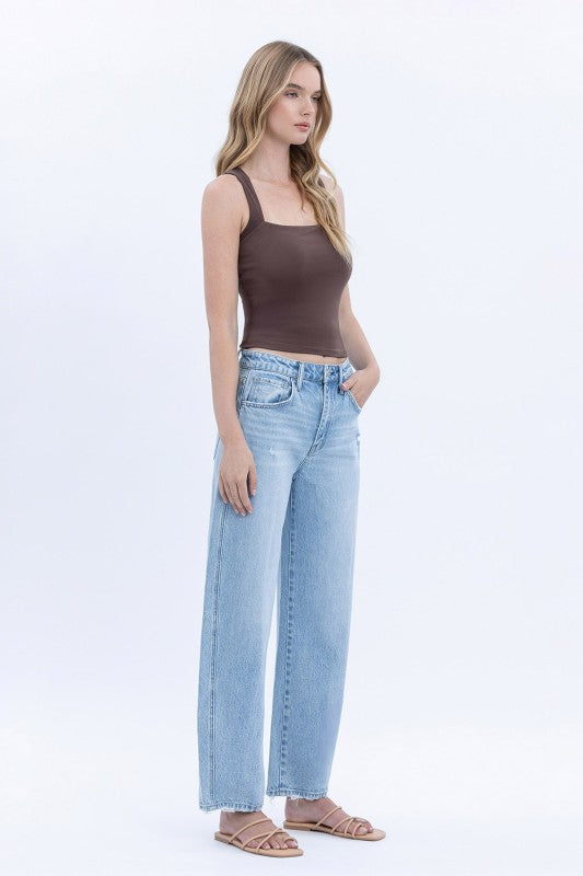 Estelle High Rise Cropped Barrel Jeans Light Wash