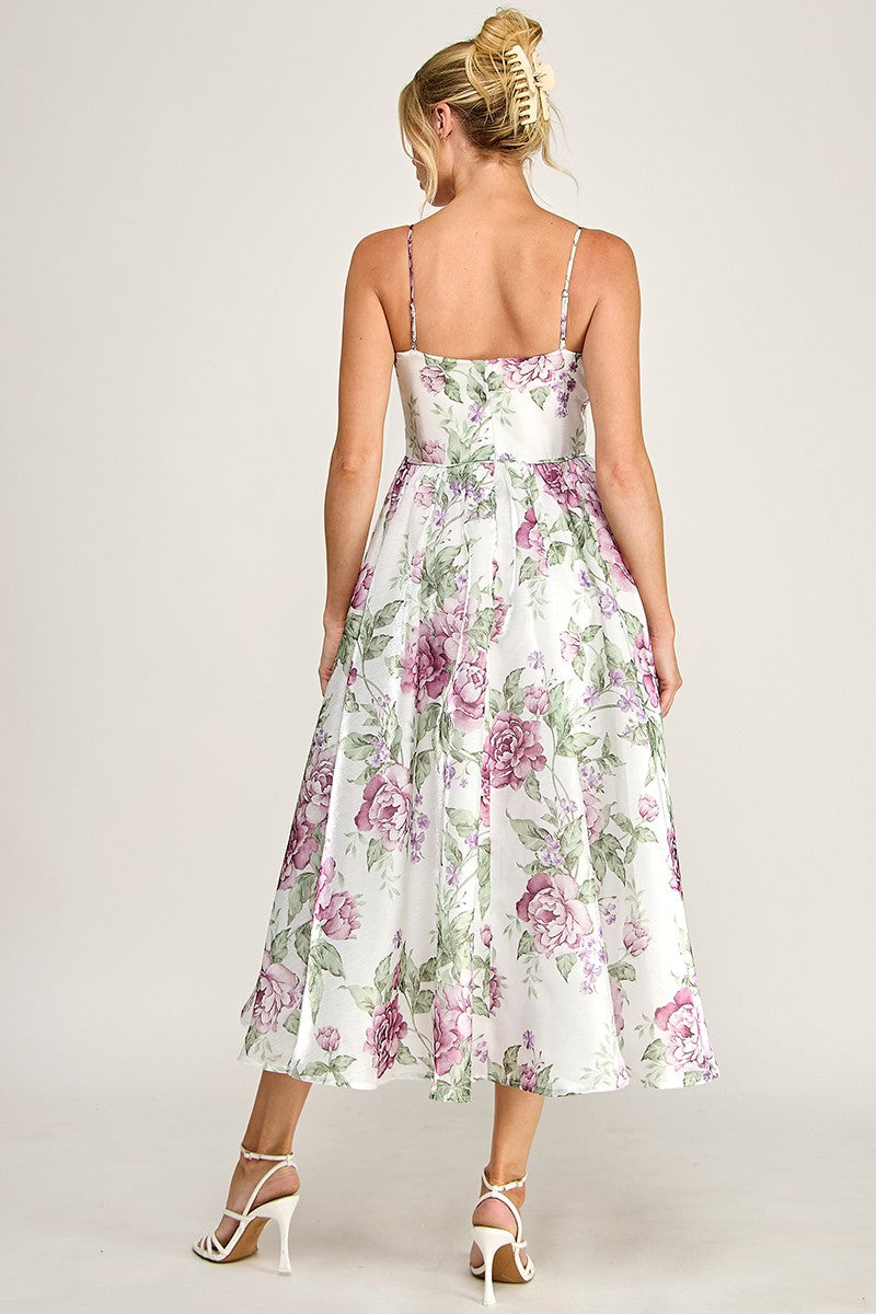 Waitlist 7/25 • Rumi Sleeveless Dreamy Floral Print Midi Dress Mauve
