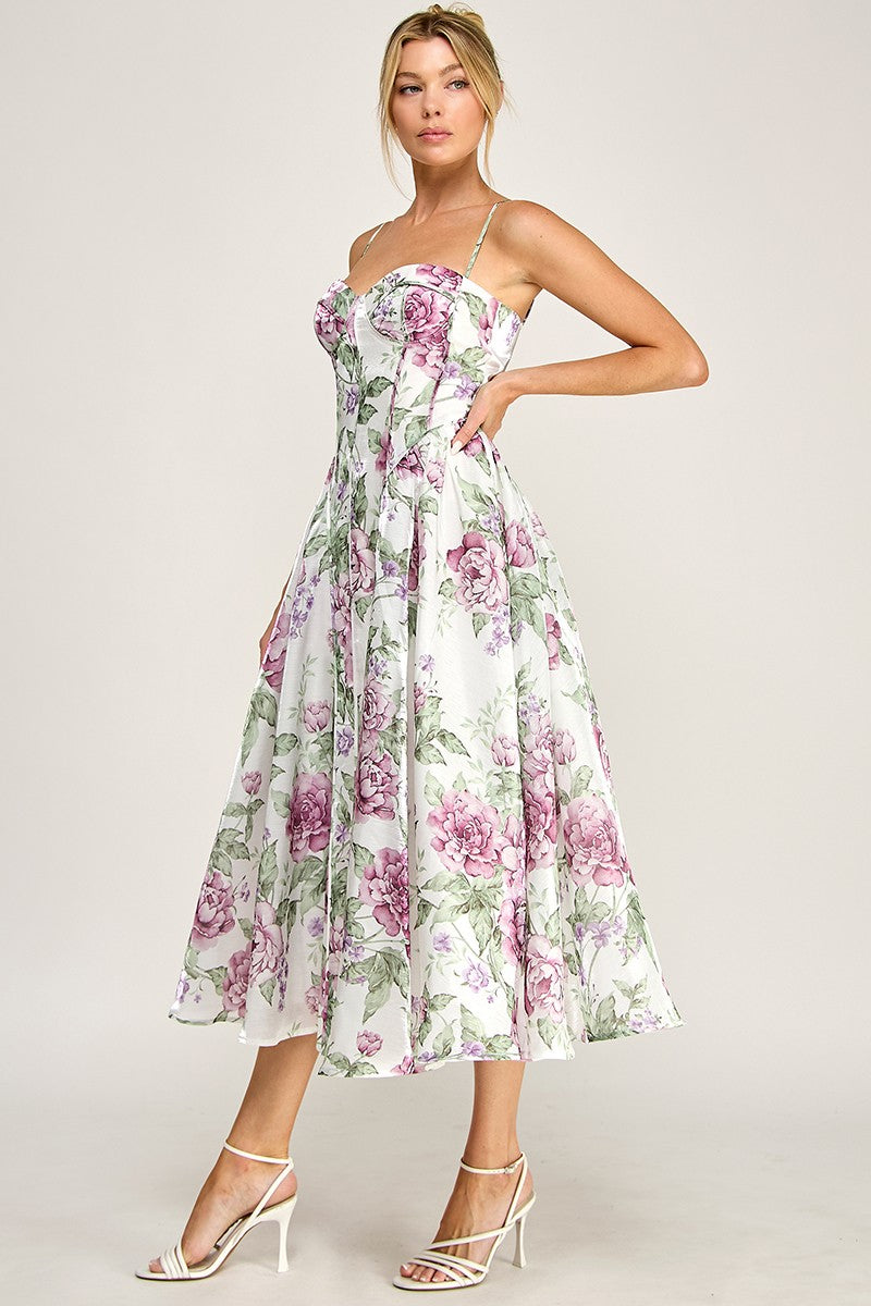 Waitlist 7/25 • Rumi Sleeveless Dreamy Floral Print Midi Dress Mauve