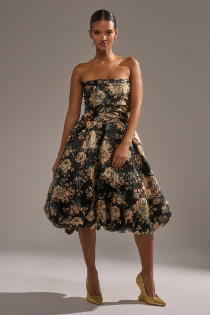 DRESSED TO IMPRESS BROCADE MIDI DRESS