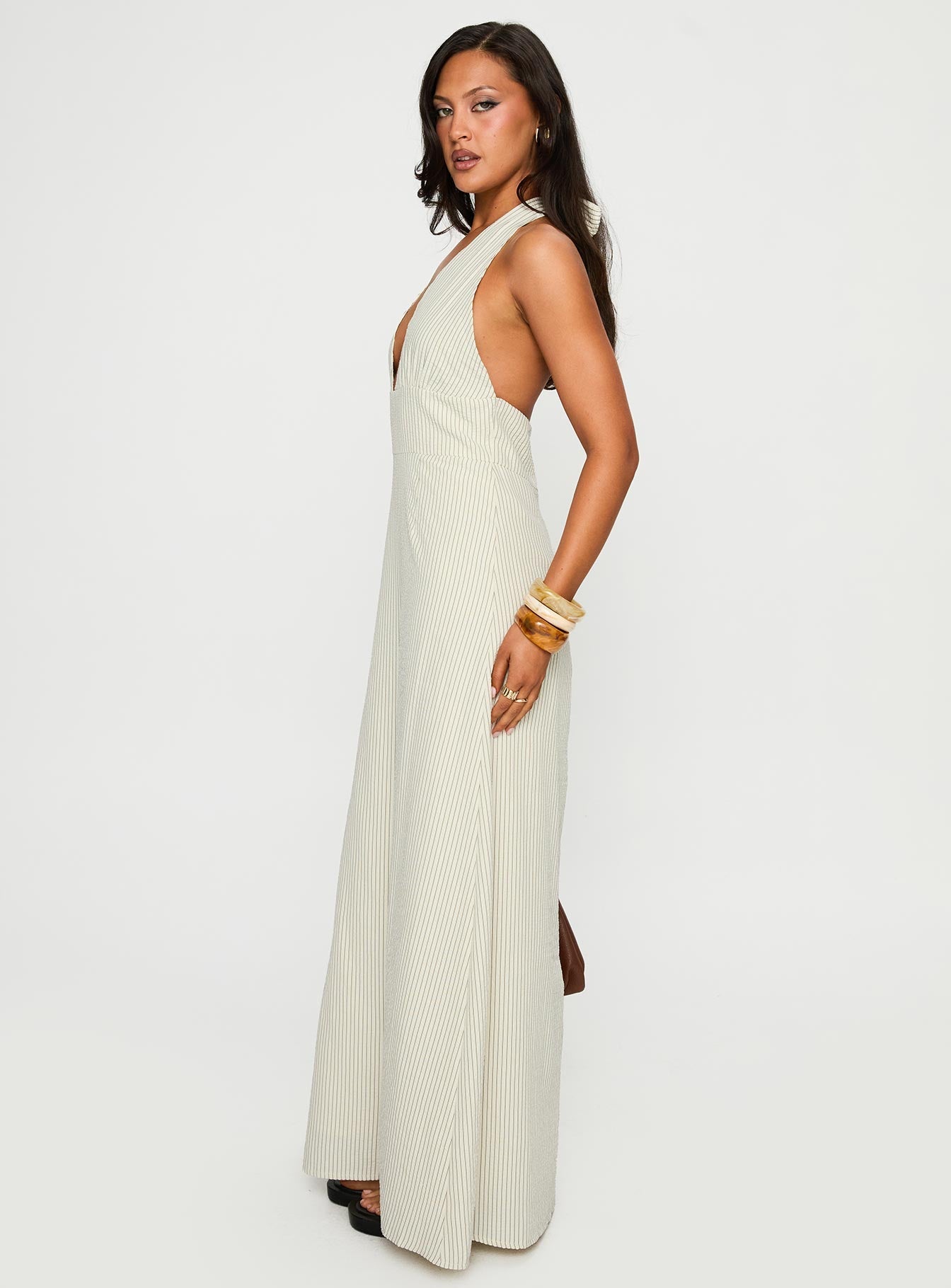Caralyn Halter Maxi Dress Multi Stripe