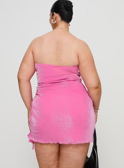 Donelli Strapless Mini Dress Pink Curve Lower Impact