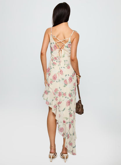 Chrysalis Asymmetrical Midi Dress Multi Floral