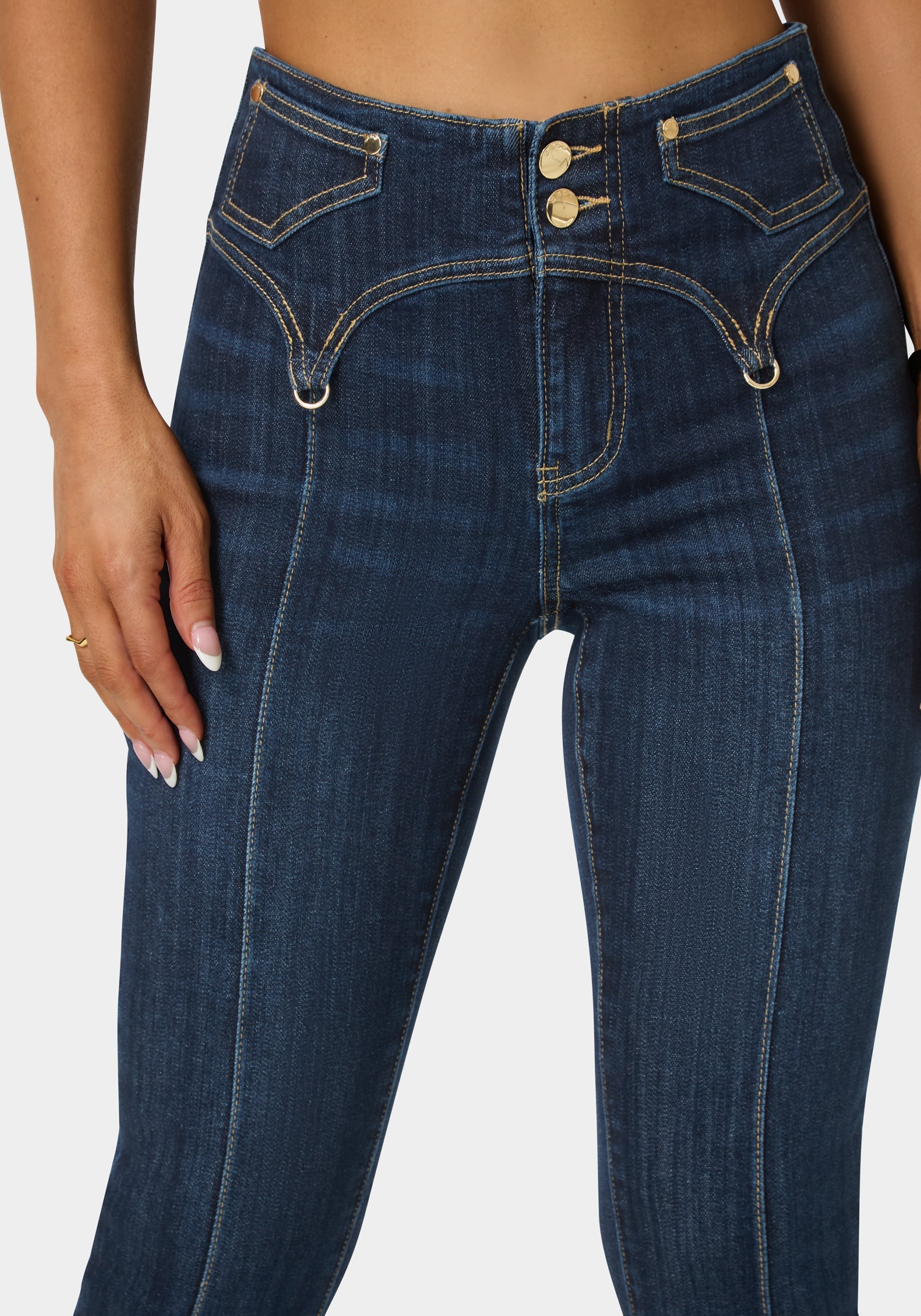 Natural Waist Mini Bootcut Leg Jeans