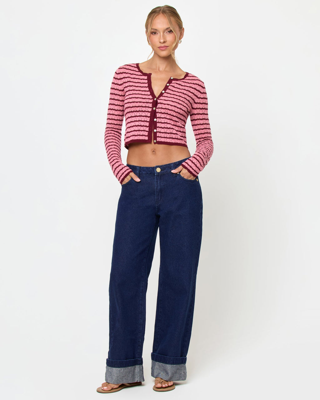 Rosalie Cardigan - Strawberry Stripe