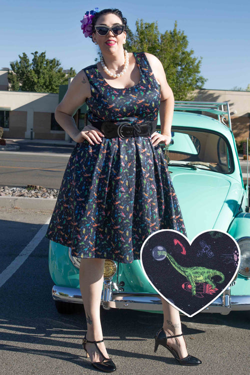Amanda Dinosaur In Space Flared Dress