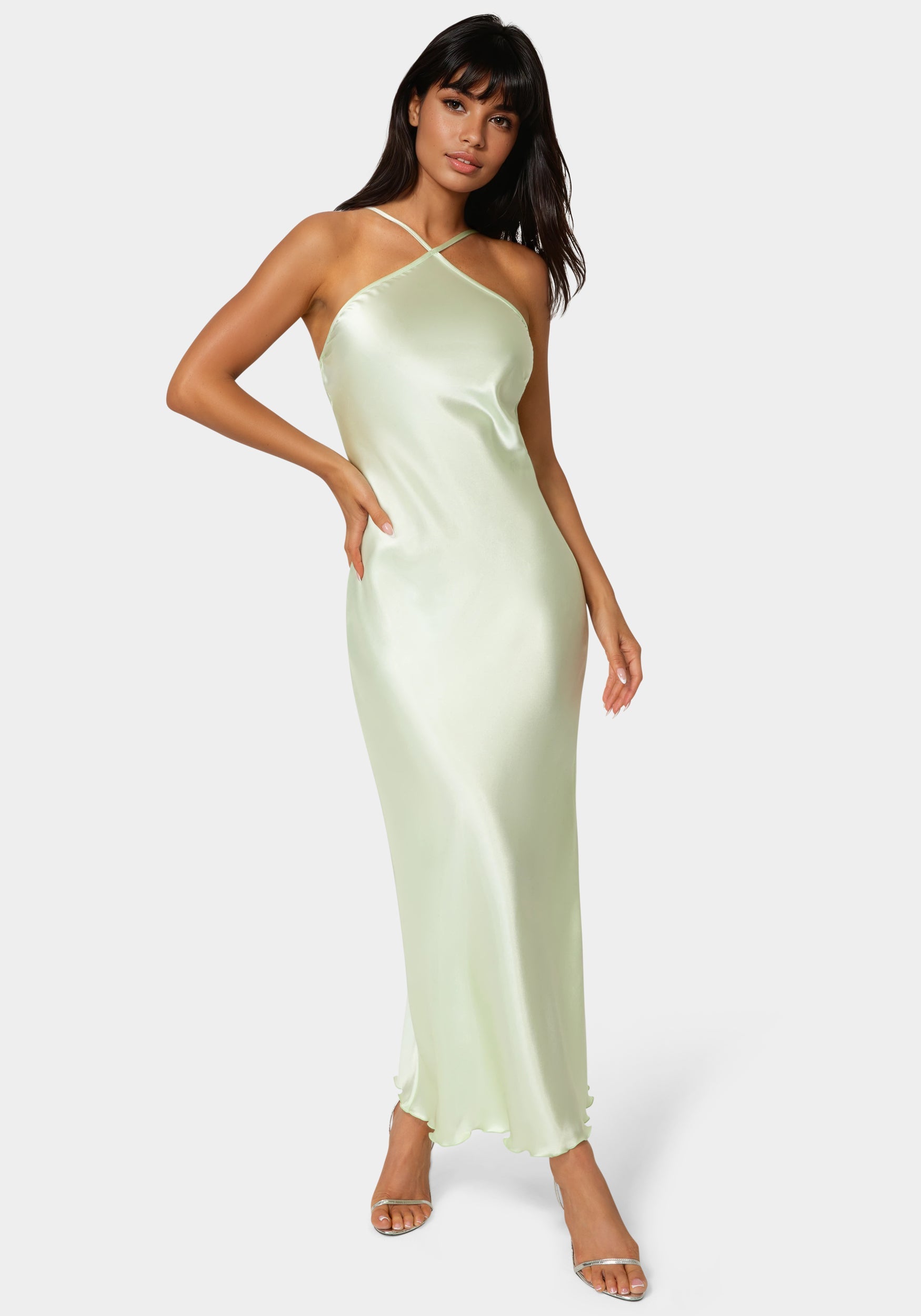 Halter Neck Satin Gown
