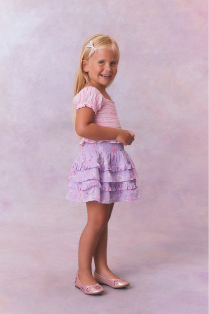 Girls Billie Heirloom Print Skirt - HIBISCUS