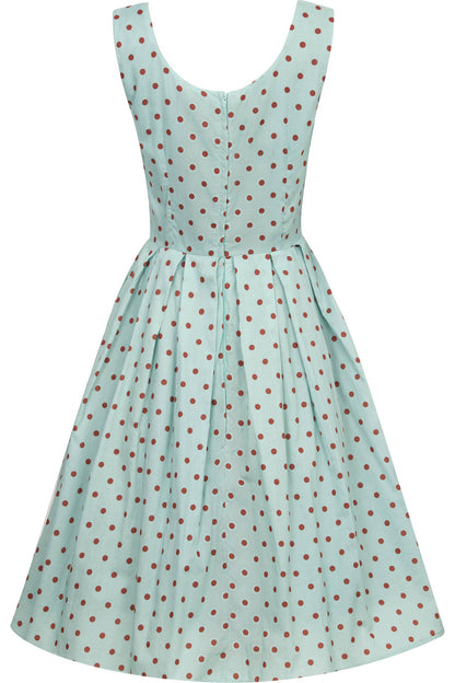 Amanda Light Blue & Red Polka Swing Dress