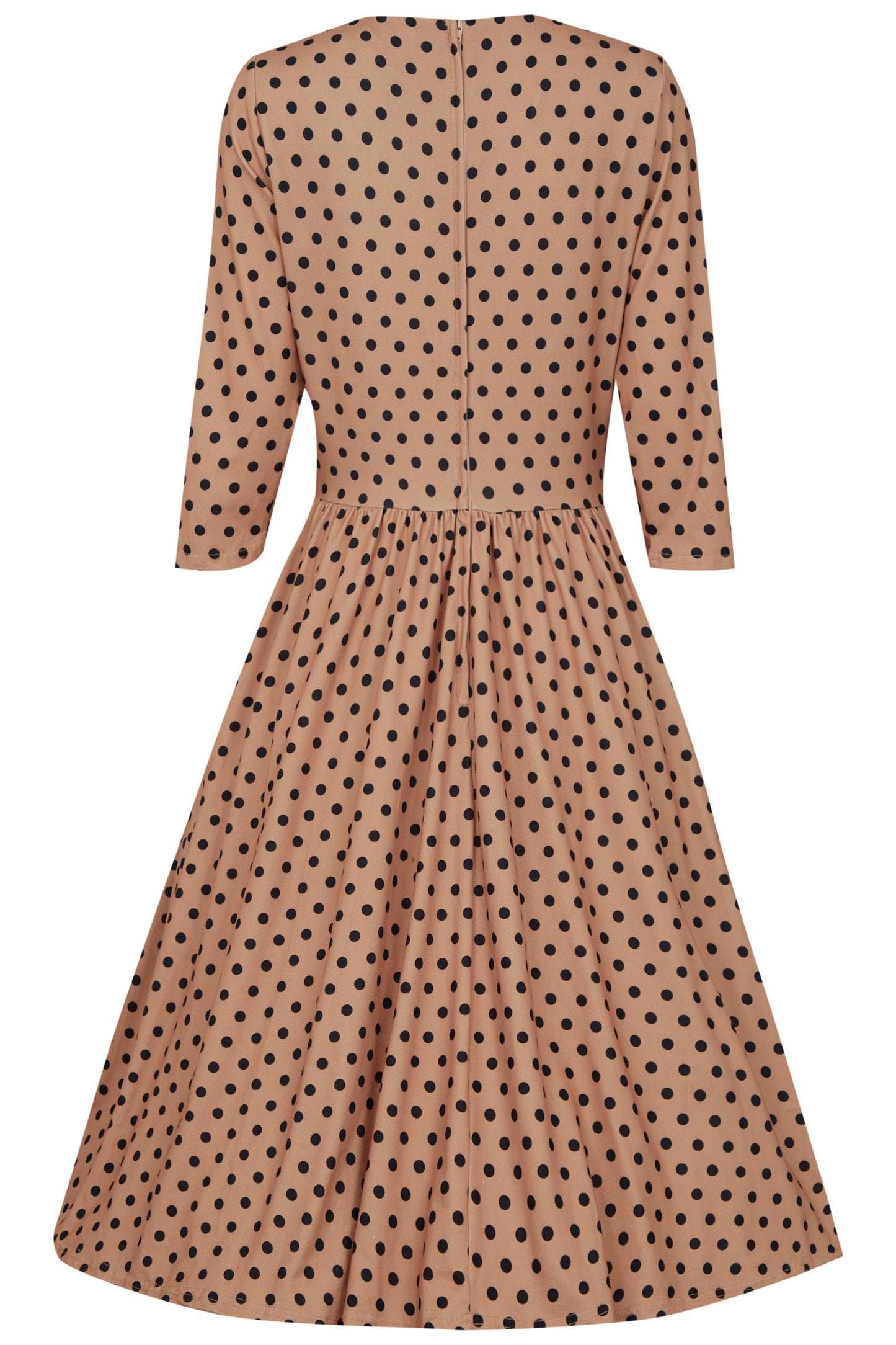 Billie Long Sleeved Brown Polka Dot Dress