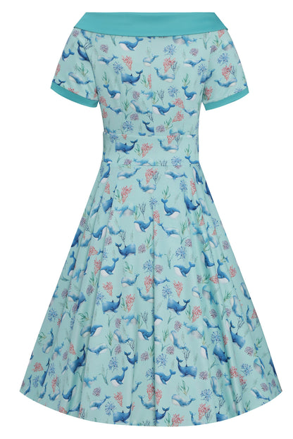 Darlene Baby Blue Whale Swing Dress