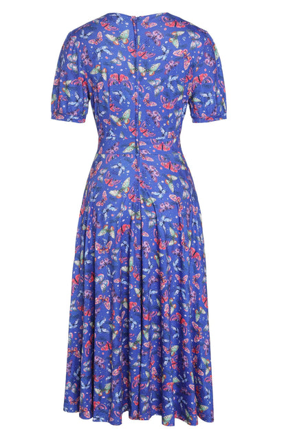 Julia Blue Butterfly Midi Dress