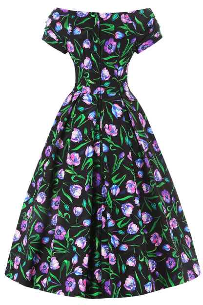 Lily Black Tulip Off Shoulder Dress