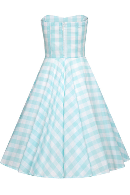 Melissa Blue Gingham Strapless Dress