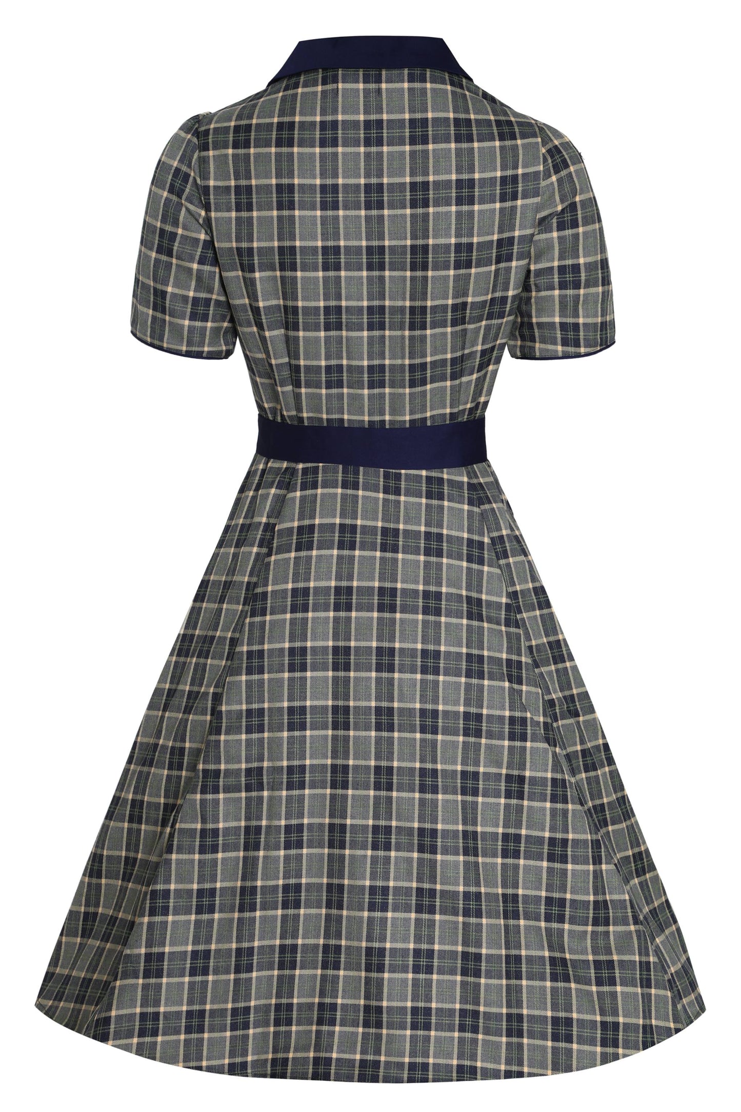 Penelope Navy & Grey Tartan Shirt Dress
