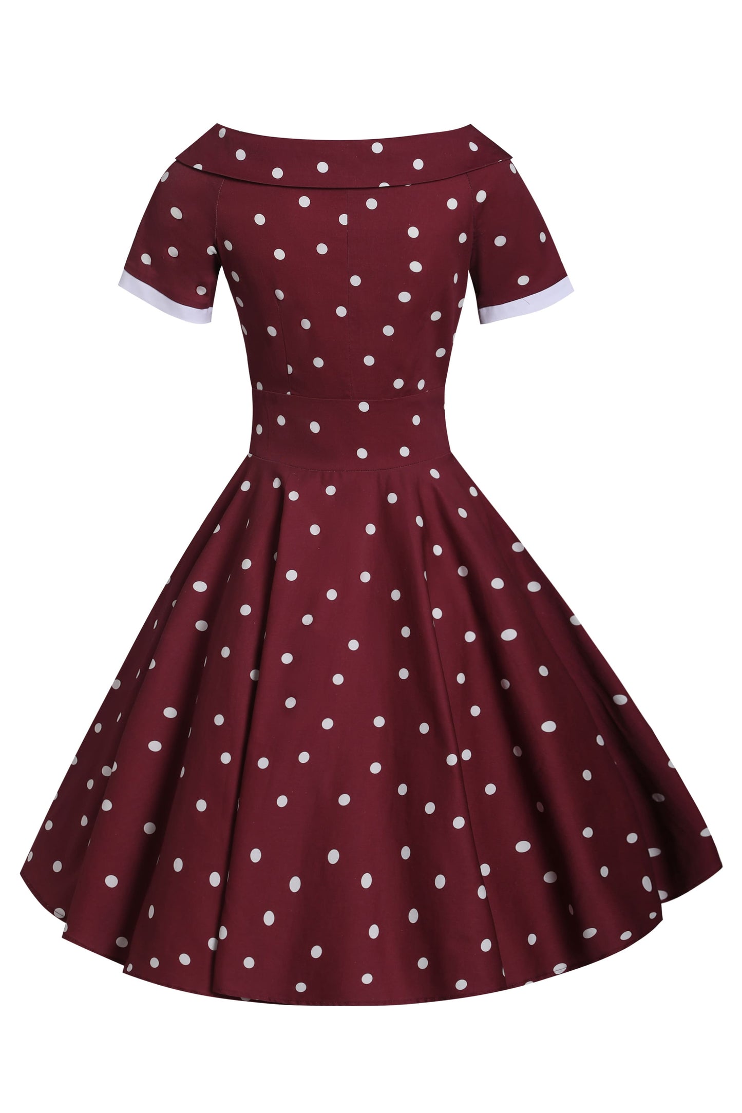 Darlene Burgundy & White Off Shoulder Circle Dress