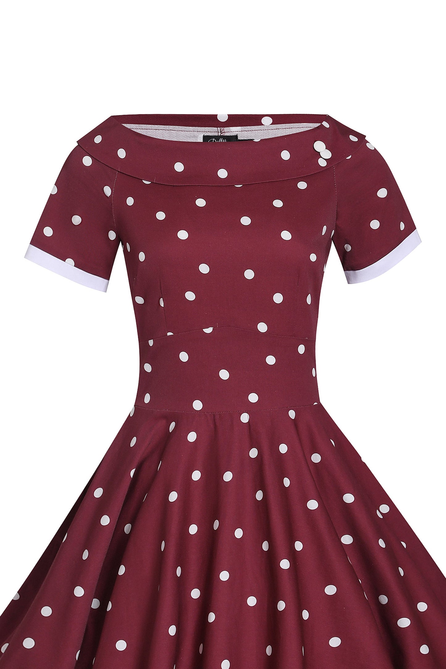 Darlene Burgundy & White Off Shoulder Circle Dress