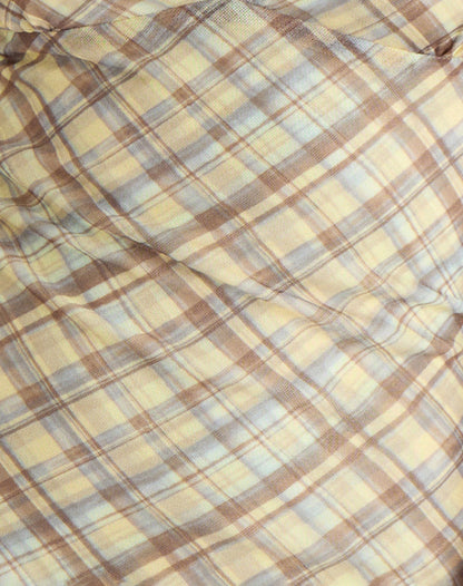 Carmila Gathered Mini Dress in Check Yellow