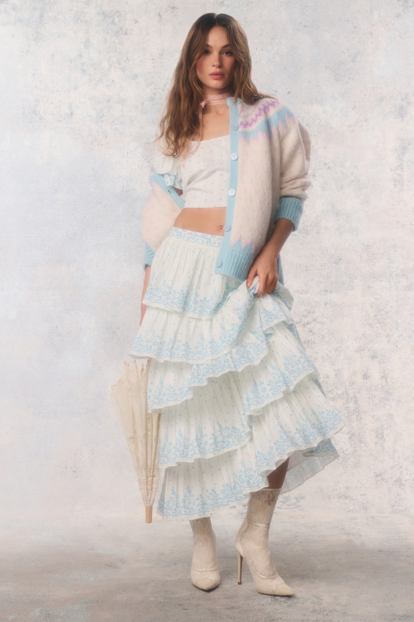 Re-Edition Julieta Cotton Tiered Maxi Skirt
