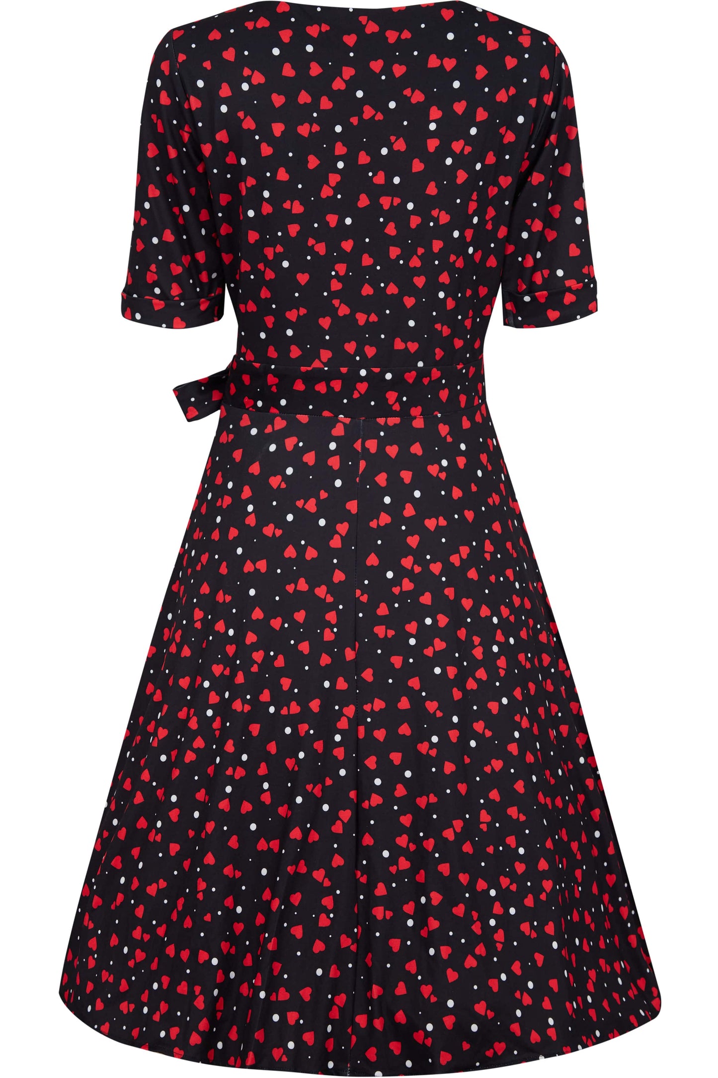 Matilda Black Heart Print Wrap Dress