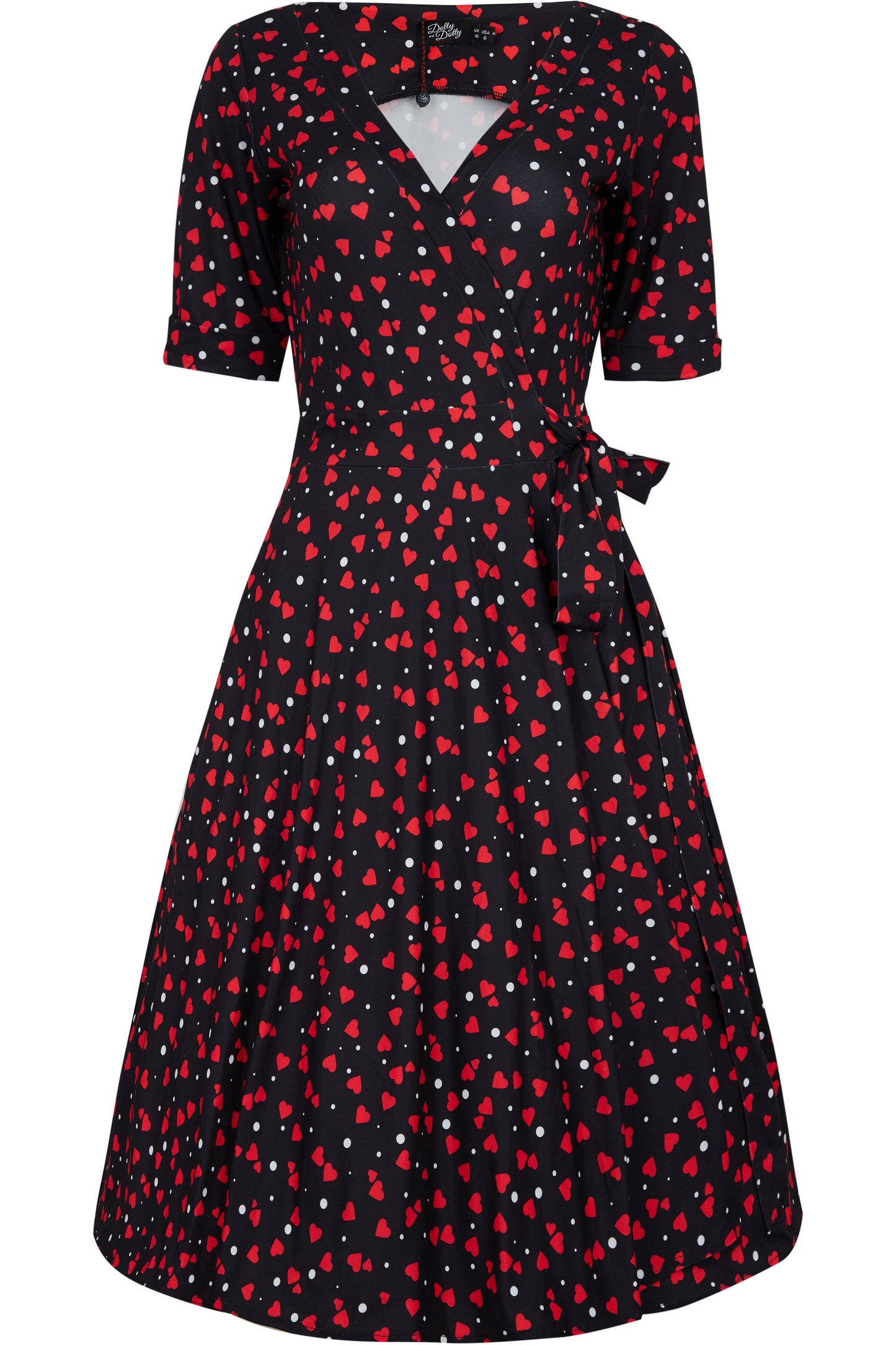 Matilda Black Heart Print Wrap Dress