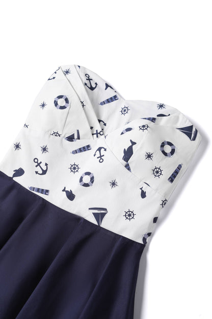 Melissa Navy & White Nautical Strapless Dress