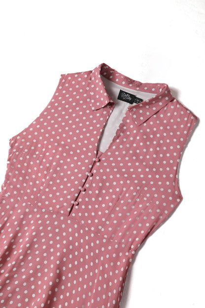 Poppy Pink Polka Dot Shirt Dress