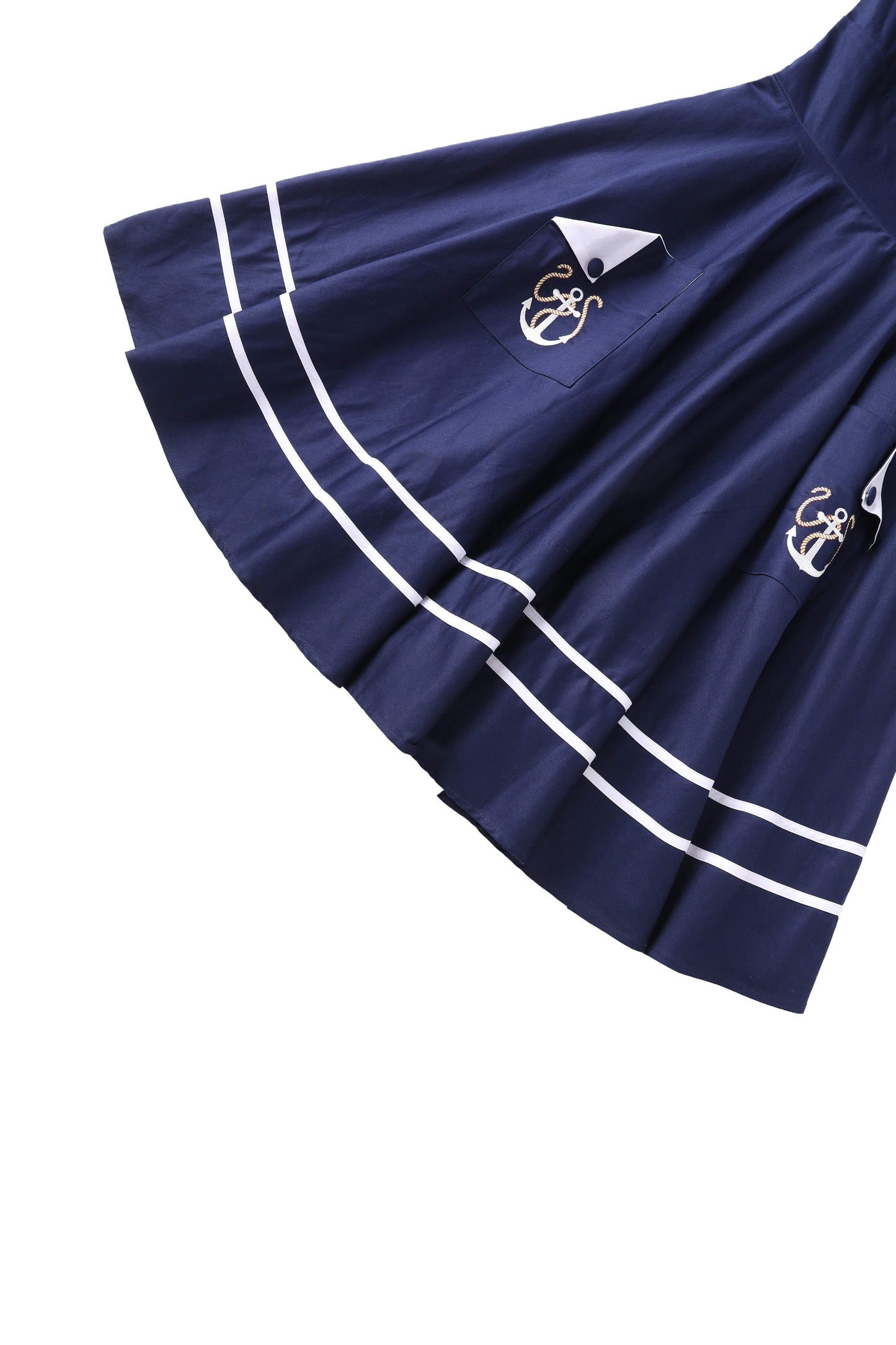 Darlene Nautical Anchor Embroidered Dress In Blue