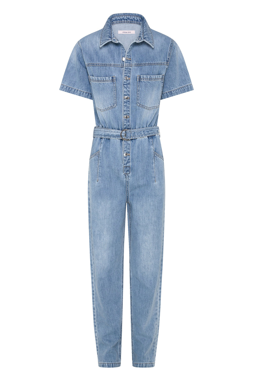 Denim Boiler Suit In Dusty Blue