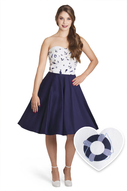 Melissa Navy & White Nautical Strapless Dress