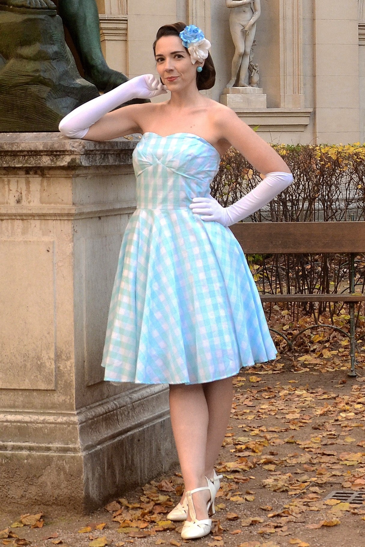 Melissa Blue Gingham Strapless Dress