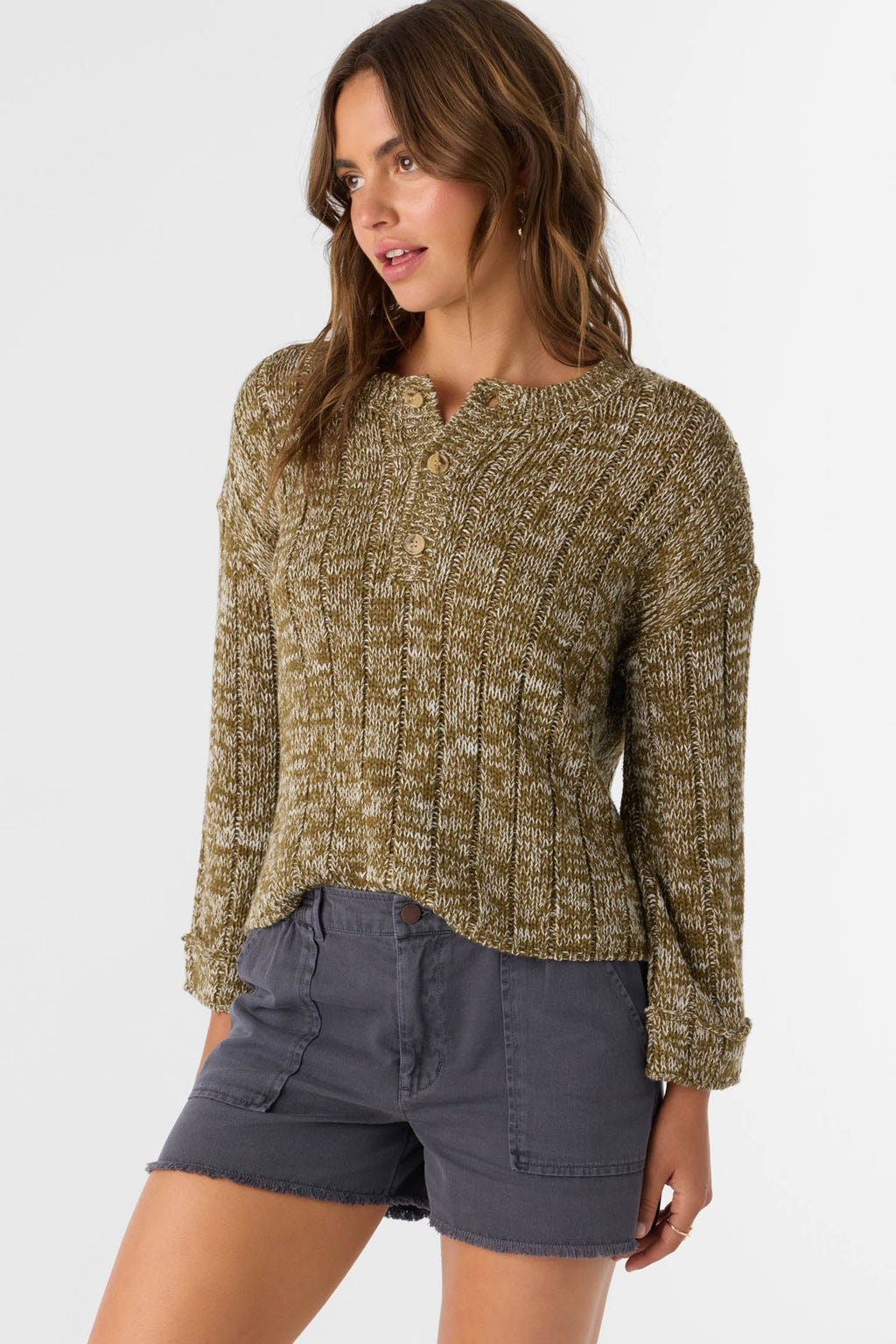 Oceanfront Henley Long Sleeve Sweater