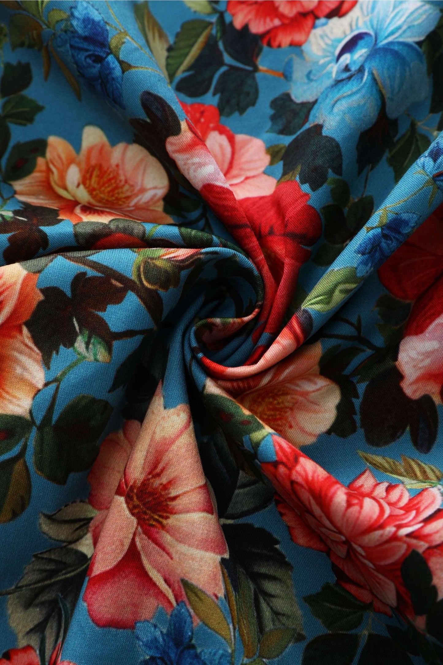 Mollie Blue Floral Full Circle Shirt Dress