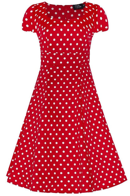 Claudia Flirty Fifties Style Dress in Red