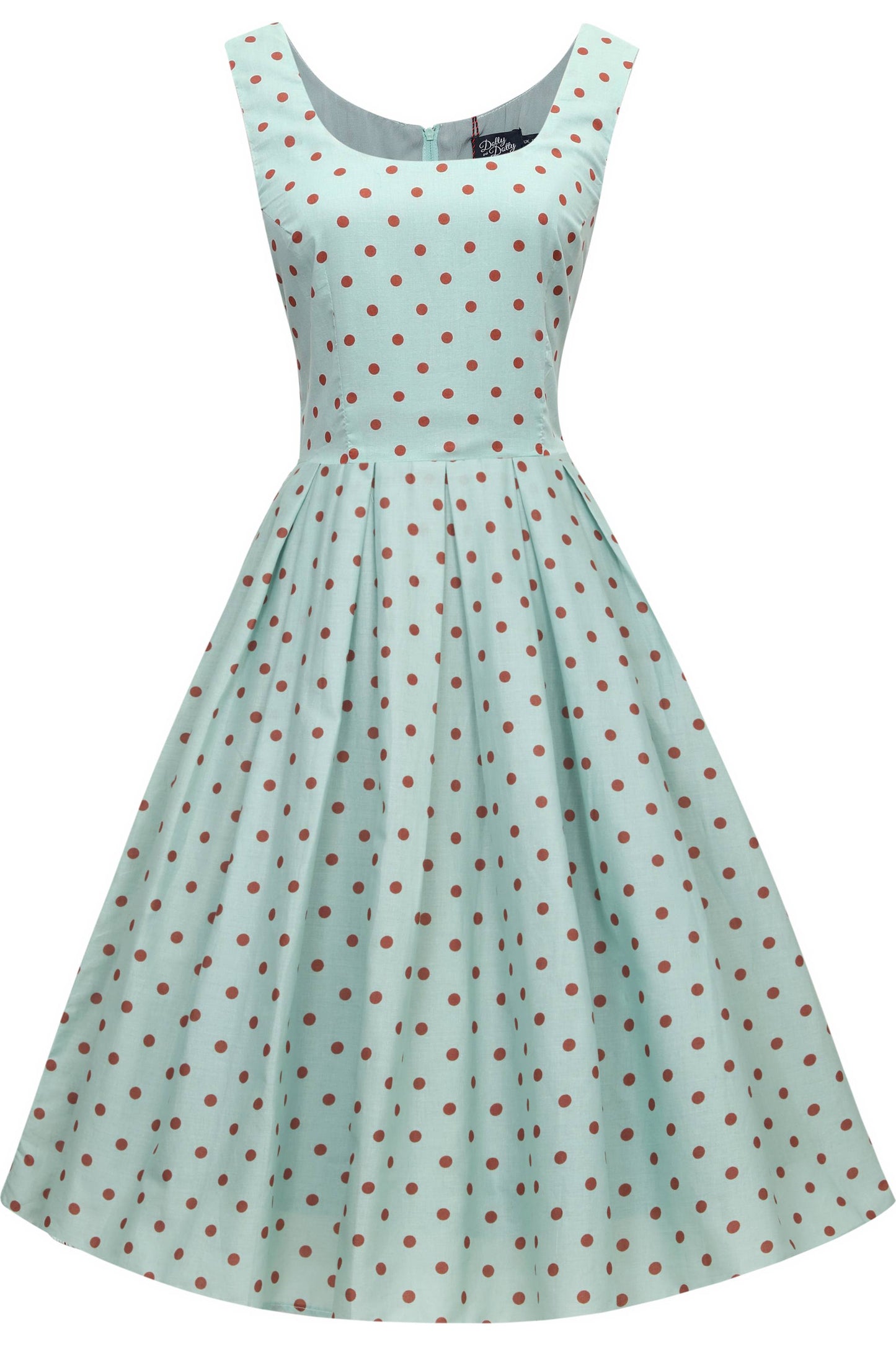 Amanda Light Blue & Red Polka Swing Dress